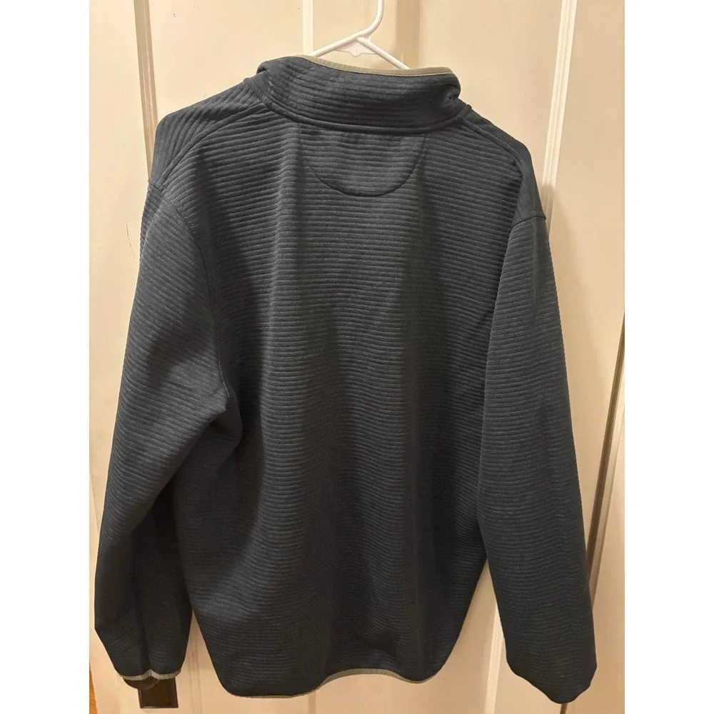 J.Crew Authentic Fleece Mens XL Ribbed Snap Neck Pullover Charcoal Gray Olive